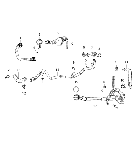 2020 Jeep Wrangler Coolant Tubes & Hose Diagram