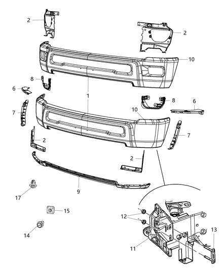 2014 Ram 3500 Air Dam Diagram for 68196533AA