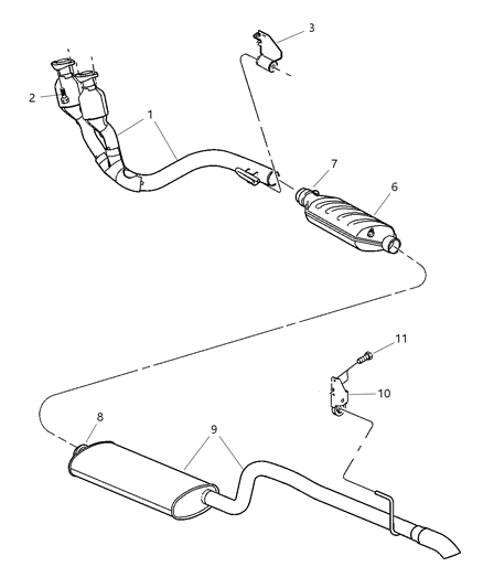 2002 Jeep Grand Cherokee Exhaust Muffler And Tailpipe Diagram for 52101239AB