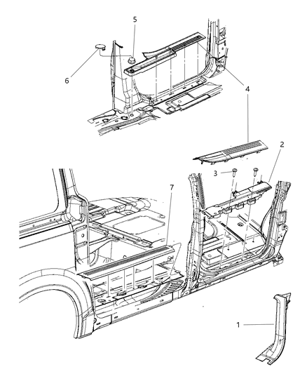 2009 Dodge Grand Caravan Panel-COWL Side Trim Diagram for ZR40DK5AD