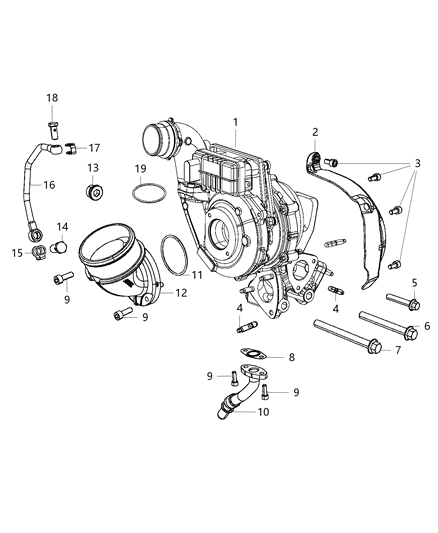 2012 Jeep Grand Cherokee Turbocharger & Oil Tubes / Hoses Diagram