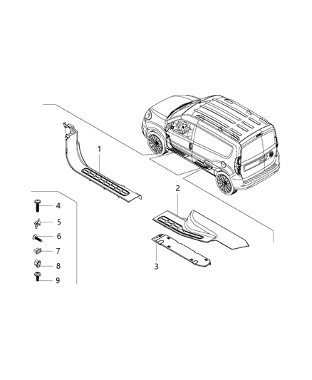 2019 Ram ProMaster City Sill Scuff Plates Diagram