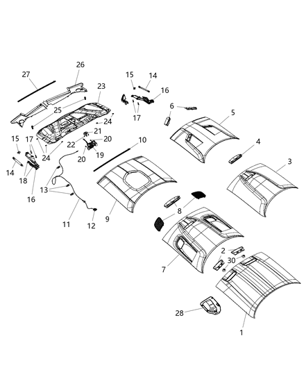 2020 Dodge Challenger Cable-Hood Latch Diagram for 68185112AB