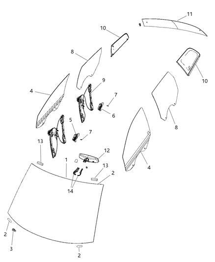 2015 Dodge Journey Inside Rear View Mirror Diagram for 57010393AA