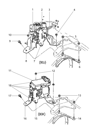 1998 Dodge Ram 2500 Bracket Anti Lock Brake Mo Diagram for 5003311AA