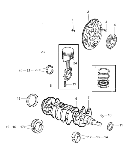 2005 Dodge Neon Crankshaft , Piston And Drive Plate Diagram 2