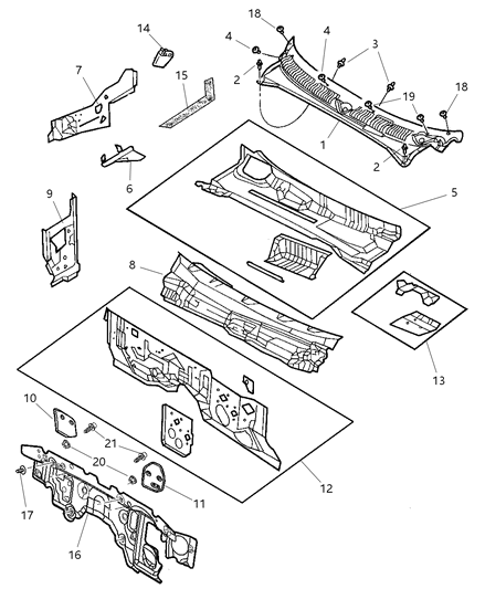 2001 Dodge Dakota Dash Panel Diagram for 55255082AE