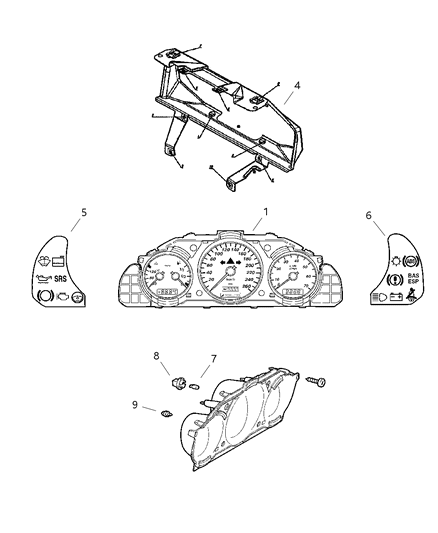 2004 Chrysler Crossfire Cluster-Instrument Panel Diagram for 5097425AA