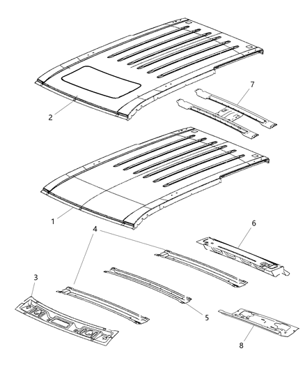 2013 Jeep Grand Cherokee Header-Roof Lower Rear Diagram for 68036317AE