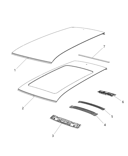 2015 Jeep Cherokee Header-Roof Front Diagram for 68102830AB