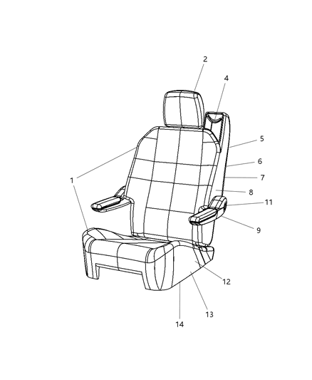 2008 Dodge Grand Caravan HEADREST-Second Row Diagram for 1HU551D5AA