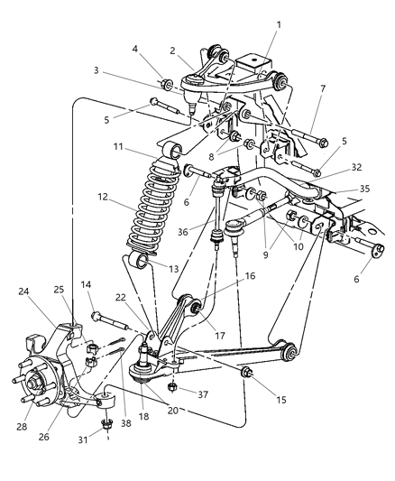 2004 Dodge Viper Suspension - Front Diagram