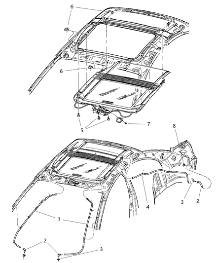 2002 Dodge Neon Sunroof - Attaching Parts Diagram