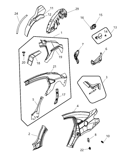 2009 Chrysler Sebring Panel-TAILLAMP Mounting Diagram for 5076412AD