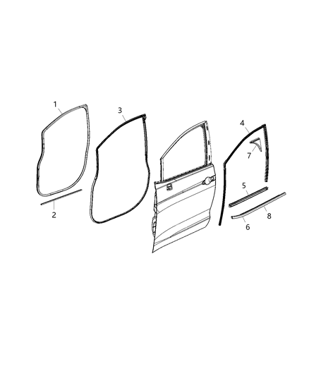 2019 Chrysler Pacifica WEATHERST-Front Door Glass Diagram for 68188785AE