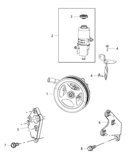 2016 Ram 3500 Pickup Power Steering Pump & Reservoir Diagram 1