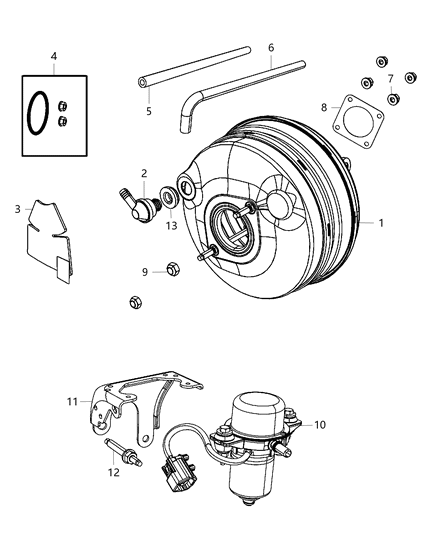 2013 Chrysler Town & Country Booster & Pump, Vacuum Power Brake Diagram