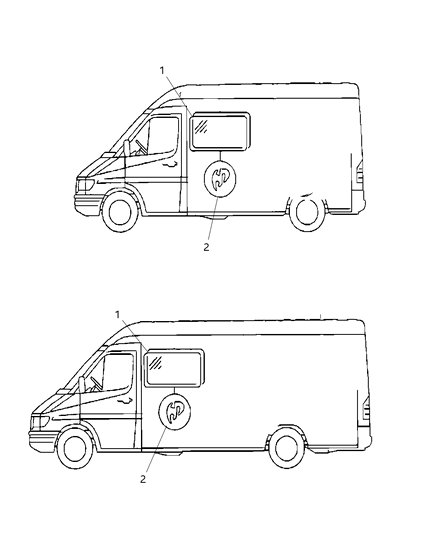 2007 Dodge Sprinter 3500 Glass-BODYSIDE Window Diagram for 68018764AA