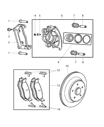 2004 Dodge Ram 1500 Brakes, Rear, Disc Diagram 2