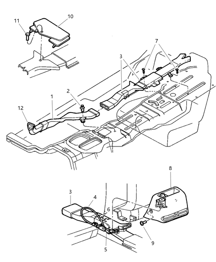 2000 Dodge Durango Duct-Floor Diagram for 55055529AB