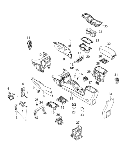 2018 Jeep Renegade Floor Console Diagram