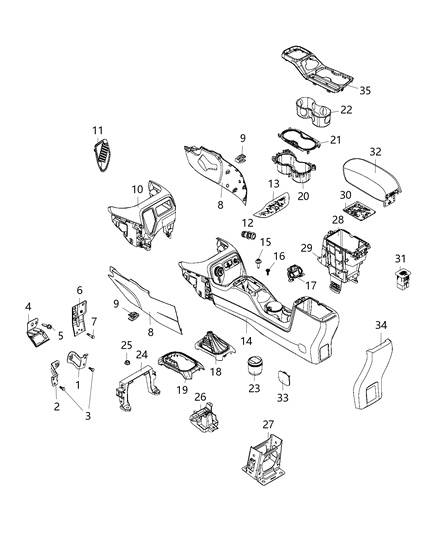 2018 Jeep Renegade Console ARMREST Diagram for 6UR55LXHAA