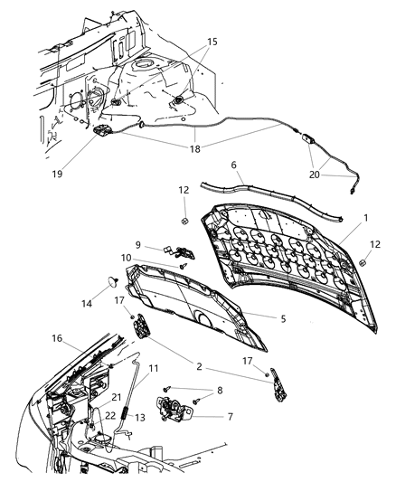 2015 Dodge Grand Caravan ACTUATOR-Hood Hinge Diagram for 68260950AA