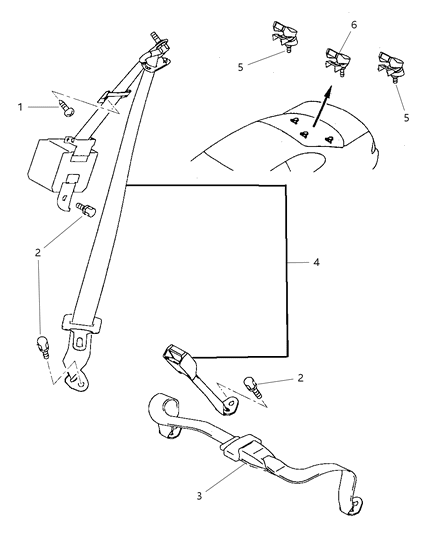 1999 Dodge Avenger Seat Belt Rear Diagram for MR765189