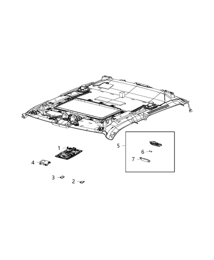 2019 Ram 1500 Lamps, Interior,Overhead Diagram 1