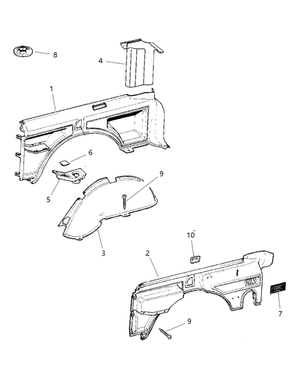 2001 Jeep Cherokee Panels - Interior Trim, Rear Diagram 1