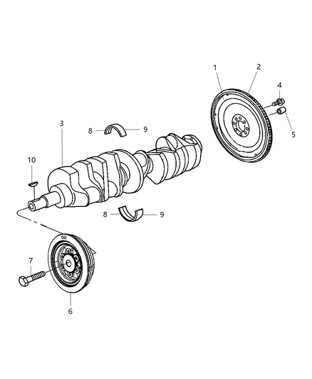 2009 Dodge Viper Crankshaft, Crankshaft Bearings, Damper And Flywheel Diagram