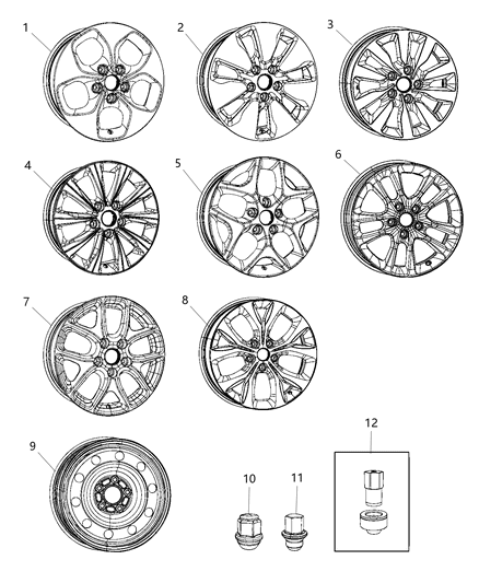 2020 Chrysler Voyager Aluminum Wheel Diagram for 5RJ43LS1AB