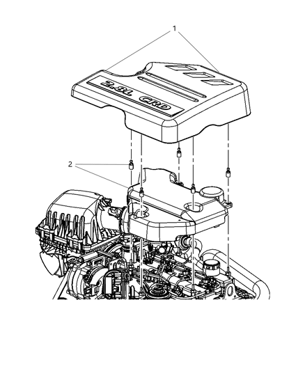 2013 Chrysler Town & Country Engine Cover & Related Parts Diagram 1