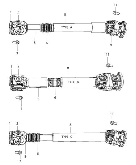 2007 Dodge Ram 3500 Propeller Shaft - Front Diagram