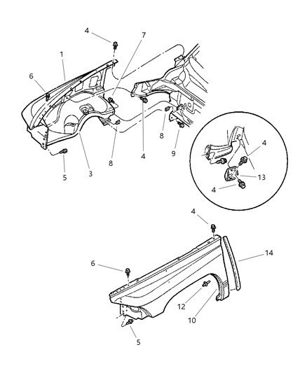 1998 Dodge Dakota Fender Front Diagram