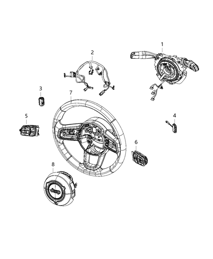 2020 Jeep Gladiator Switches - Steering Column & Wheel Diagram