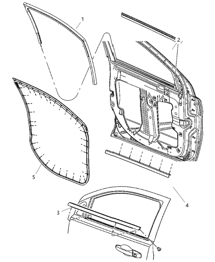 2007 Dodge Caliber WEATHERSTRIP-Front Door Mounted Diagram for 5074262AA