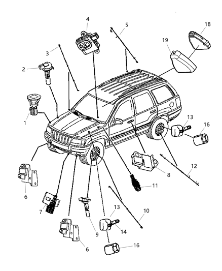 2003 Jeep Grand Cherokee Tire Pressure Sensor Diagram for 1AMTP3350A