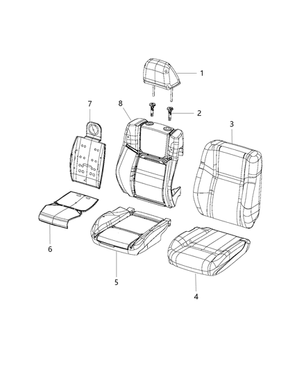 2020 Chrysler 300 Front Seat, Bucket Diagram 1