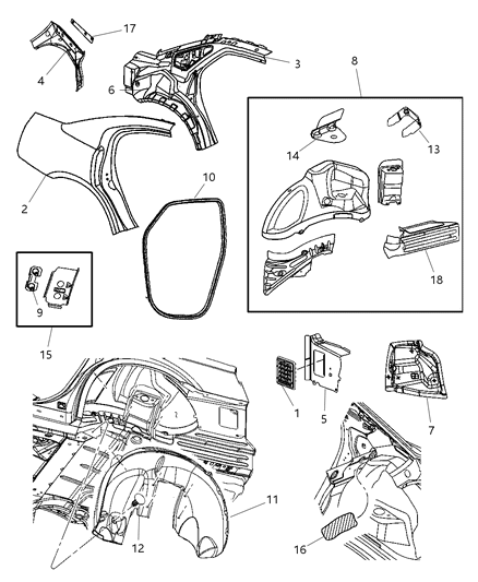 2009 Dodge Charger Rear Aperture (Quarter) Panel Diagram