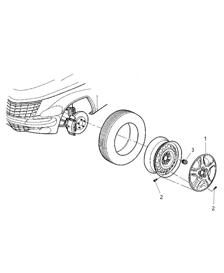 2005 Chrysler PT Cruiser Covers, Wheel Diagram