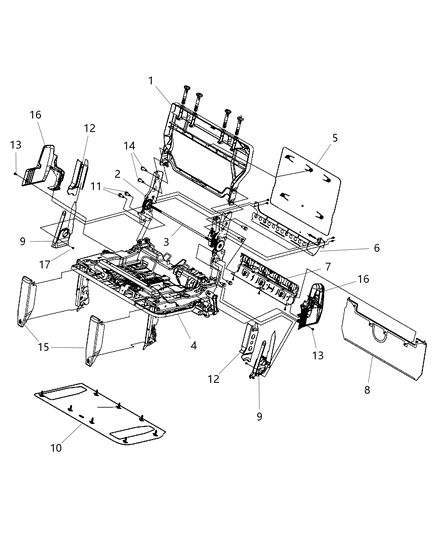 2011 Chrysler Town & Country RECLINER-Seat Back Diagram for 68028319AA