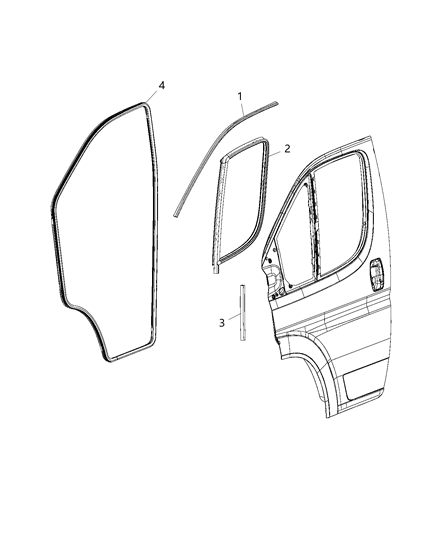 2014 Ram ProMaster 3500 Weatherstrips - Front Door Diagram