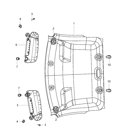 2016 Ram 3500 Headliners & Visors Diagram