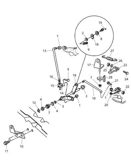 2002 Dodge Ram 3500 Lever-Manual Control Diagram for 52107825AA