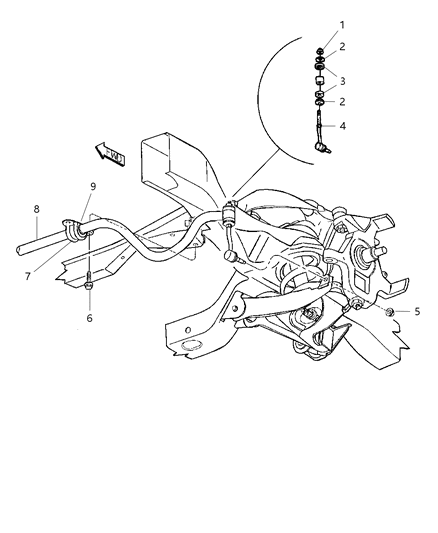 1999 Dodge Dakota Stabilizer Bar - Front Diagram