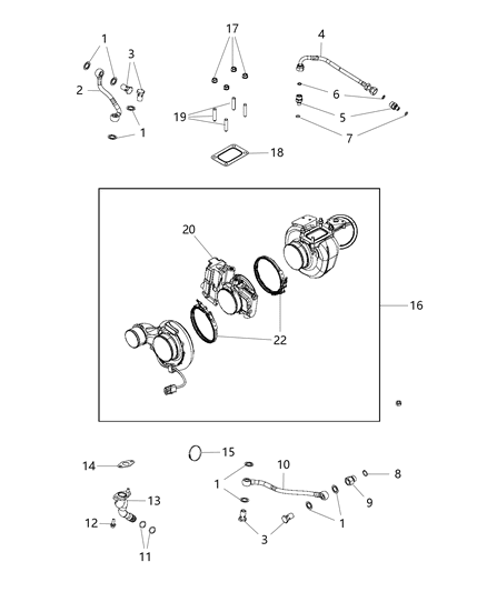 2011 Ram 3500 Turbocharger & Oil Lines/Hoses Diagram