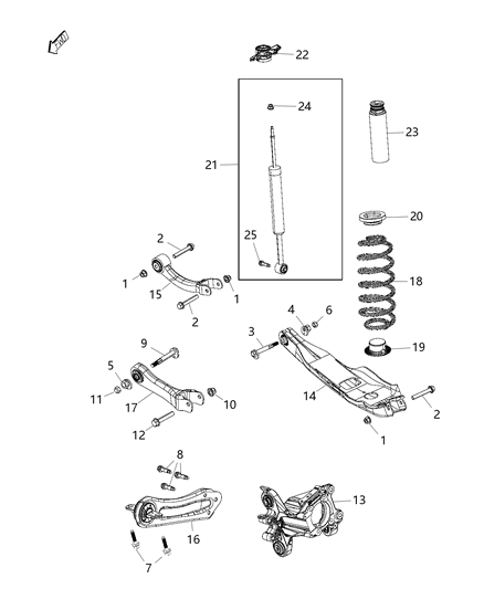 2015 Jeep Cherokee Rear Coil Spring Diagram for 68199570AB