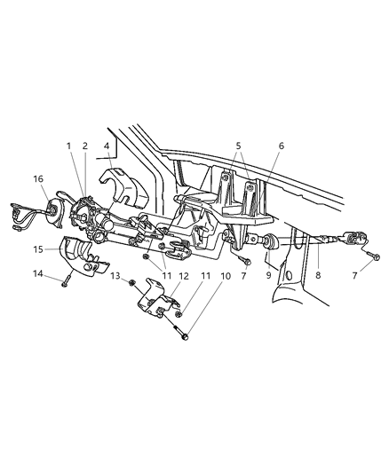 1998 Jeep Cherokee Column, Steering, Upper & Lower Diagram