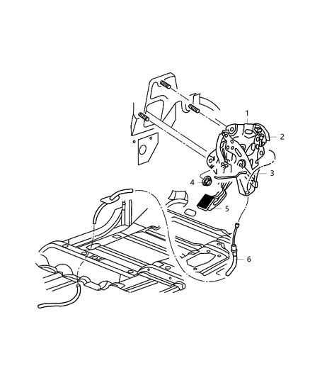 2016 Ram 3500 Cab Chassis(<10K lb.) Park Brake Lever & Cables, Front Diagram
